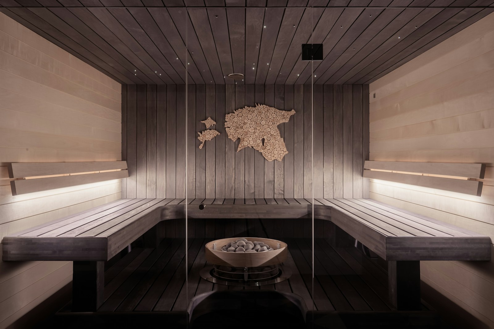 Warm lit wellness room